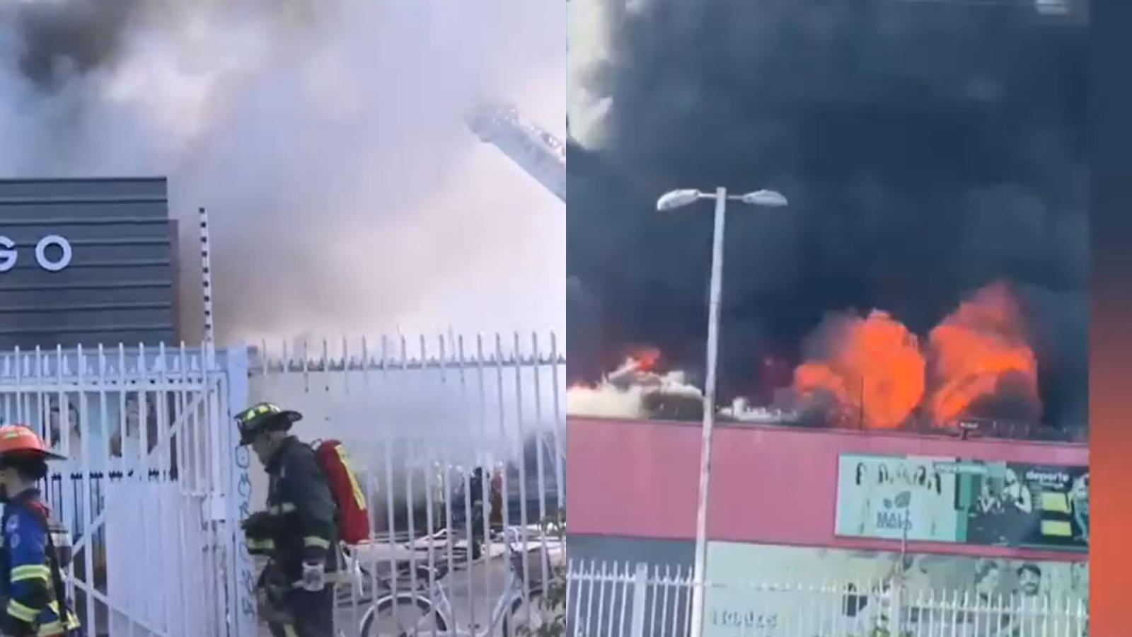 Gigantesco incendio afecta a mall chino de Renca