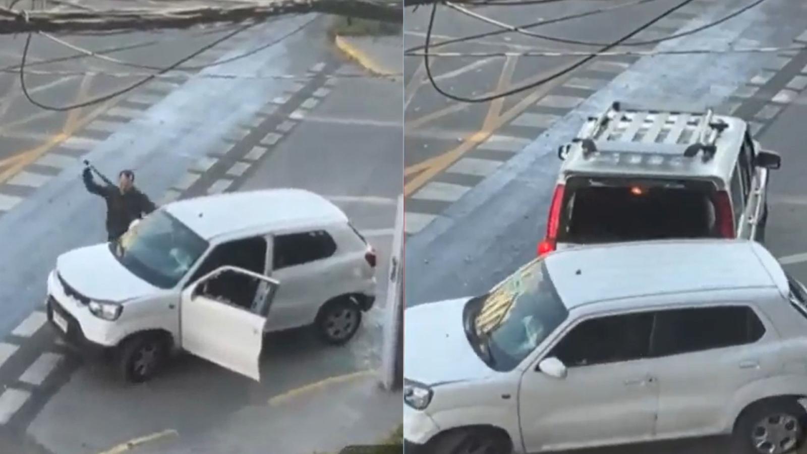 Con bates y choques: Impresionante pelea entre conductores en Providencia