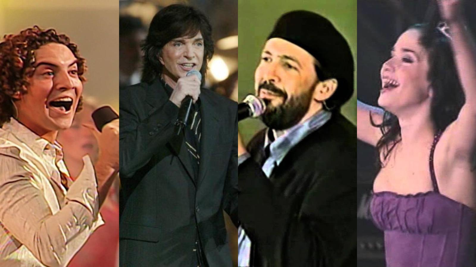 David Bisbal en Viña 2003, Camilo Sesto en Viña 2004, Juan Luis Guerra en Viña 2000 y Natalia Oreiro en Viña 2001