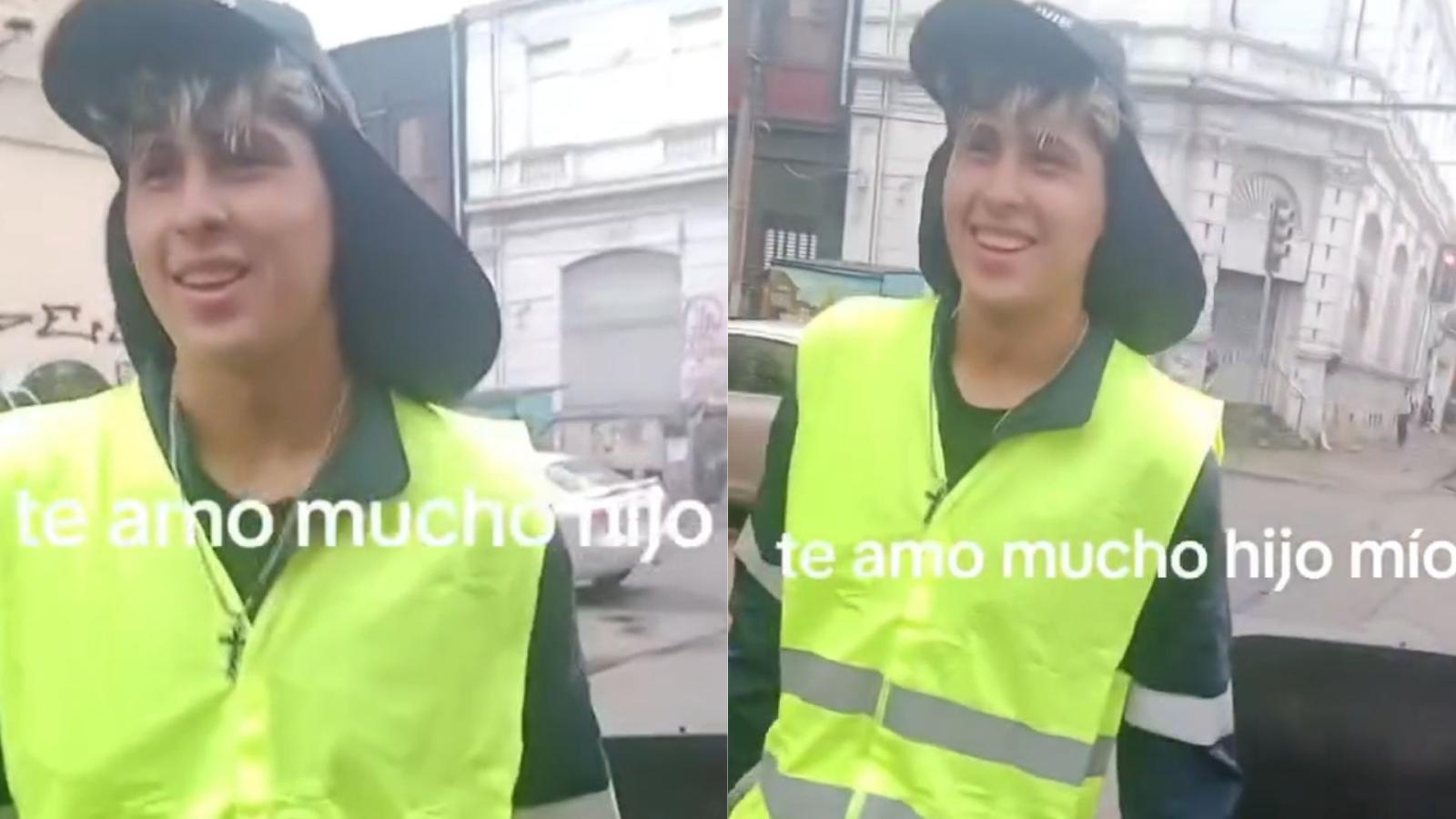 Madre orgullosa de Valparaíso comparte el primer día de trabajo de su hijo en aseo municipal