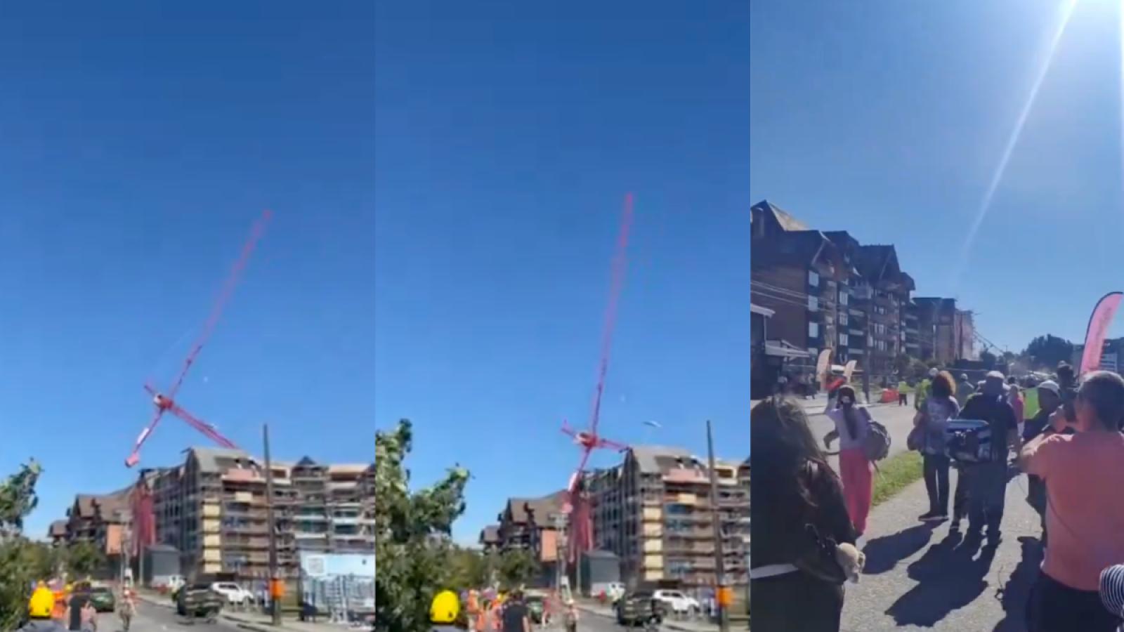 Grúa cae en vía pública de Puerto Varas