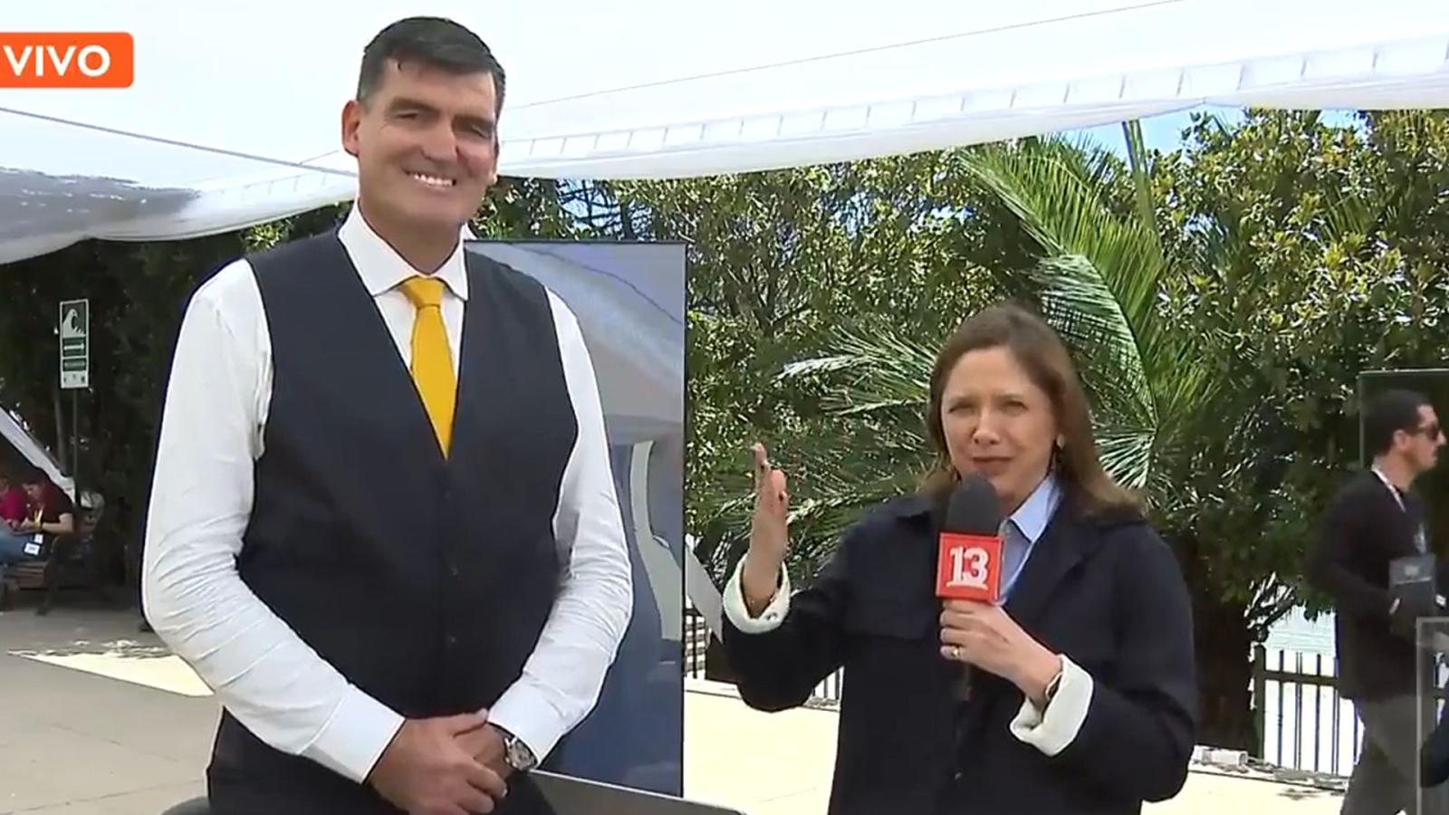 La divertida petición de Mónica Pérez al entrevistar al diputado Patricio Briones: exbasquetbolista mide 2,12 metros