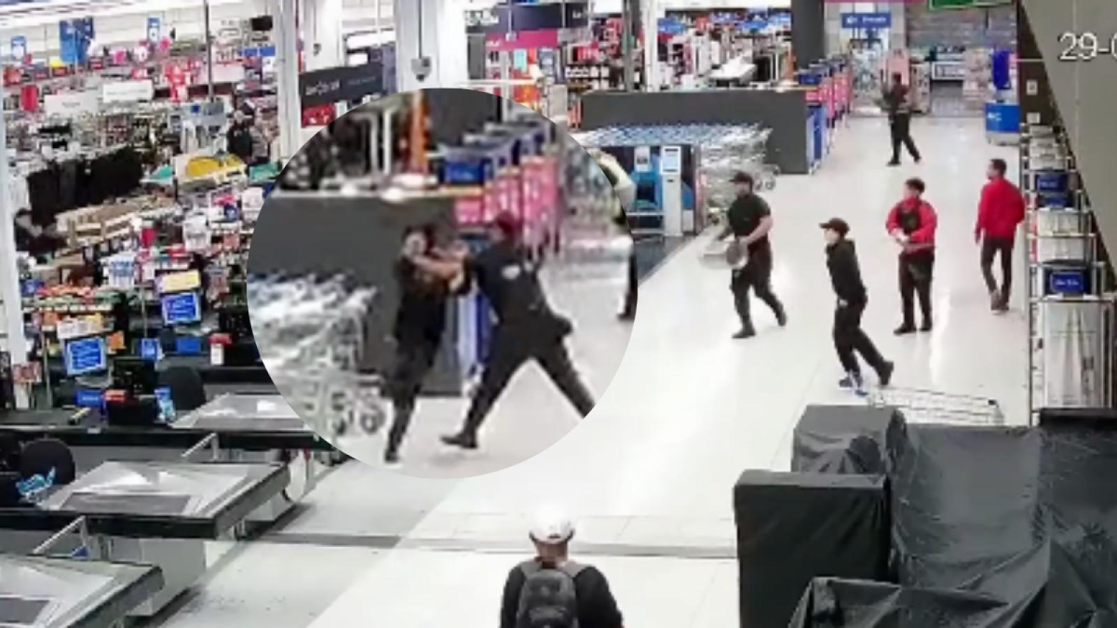 Turbazo en supermercado de San Miguel: asaltantes hieren a dos guardias y apuñalan a un cliente al huir