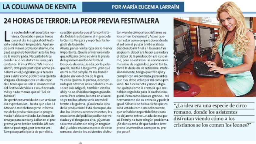 Kenita Larraín se descargó por medio de una carta