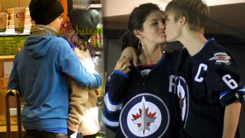 Justin Bieber y Selena Gómez demostrando su amor en público