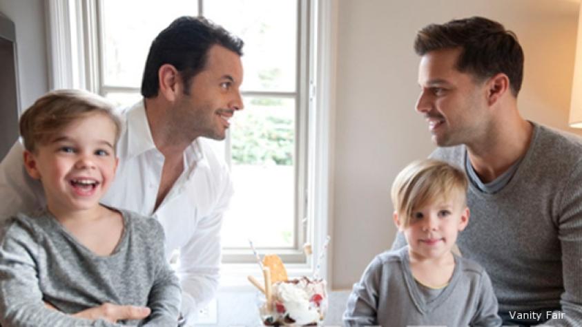 Ricky Martin posó junto a su pareja y gemelos