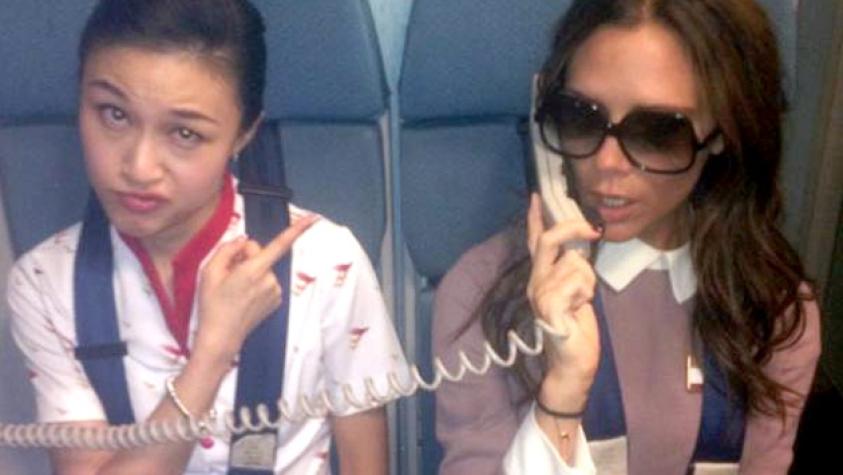 Victoria Beckham es criticada por broma en avión