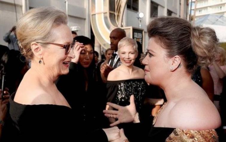 La emocionante reacción de Kelly Clarkson ante el encuentro con Meryl Streep en los Golden Globes