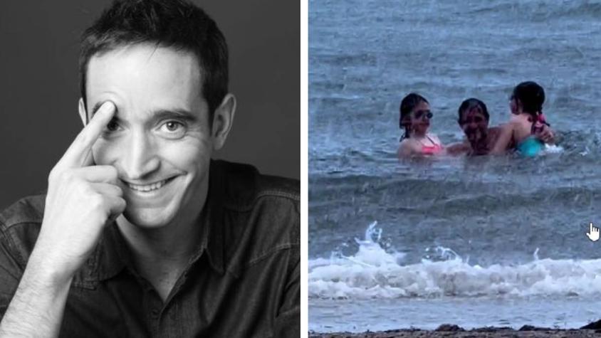 “Holidays”: Nicolás Saavedra y sus hijas se bañan en el mar bajo la lluvia en sus vacaciones