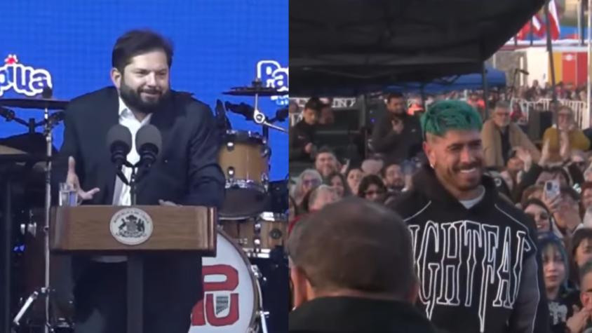 El hilarante momento entre el Presidente Gabriel Boric y "Mono" Sánchez que sacó risas en La Pampilla