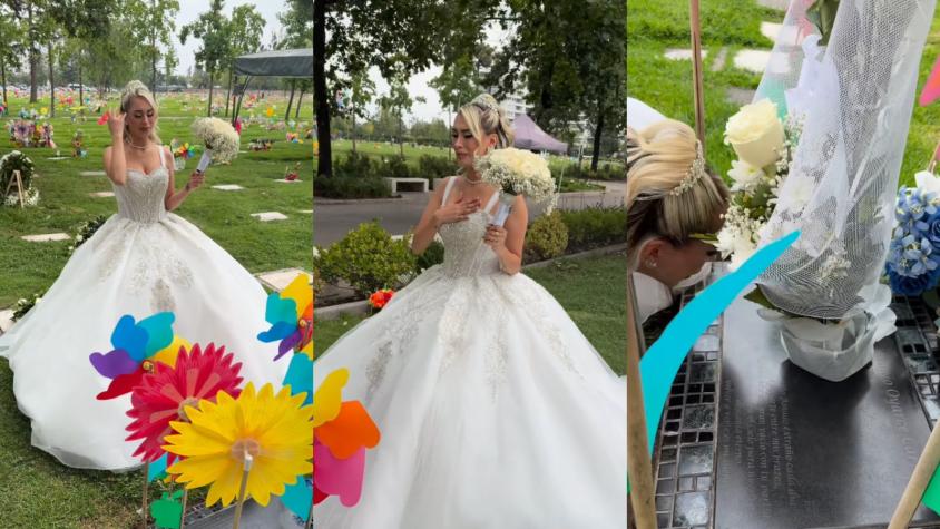 Esposa de conocido futbolista chileno emocionó a todos al asistir al cementerio antes de su matrimonio