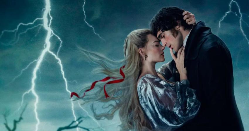 Jacob Elordi y Margot Robbie en póster de Cumbres borrascosas - Warner Bros