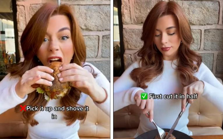 Experta en etiqueta enseña como las mujeres deberían comer hamburguesas: “Se ven grotescas”