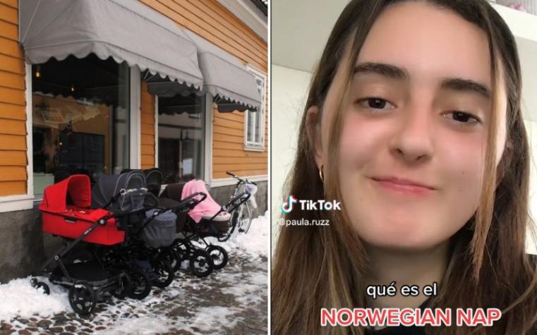 Tiktoker impactada por cómo dejan a los bebés durmiendo en la calle mientras nieva en Noruega