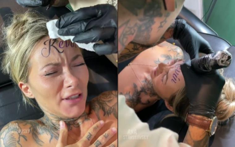 "Estoy enamorada": Joven se tatuó el nombre de su novio en la frente y generó debate en redes 