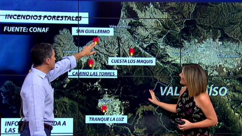Alerta roja en Valparaíso y O'Higgins por incendios forestales