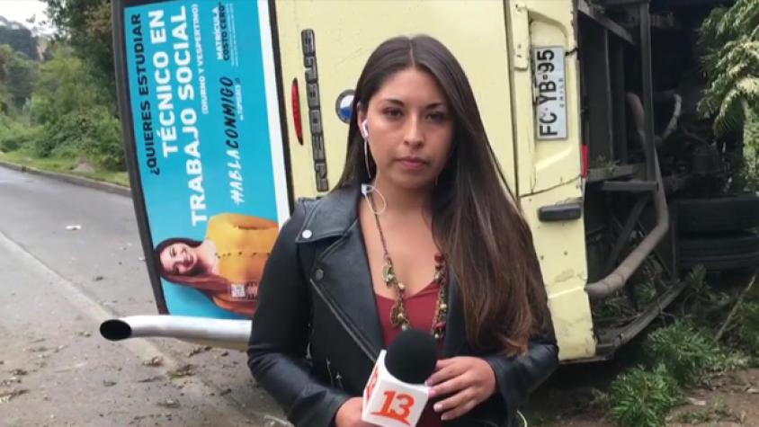 Bus se volcó en Reñaca y dejó varios heridos