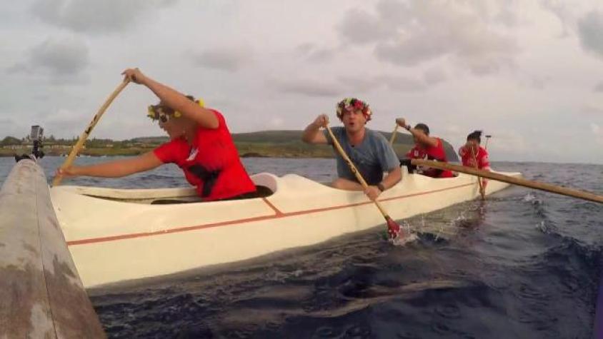 Pancho entrenó con las seleccionadas de Canotaje Polinésico de Rapa Nui 