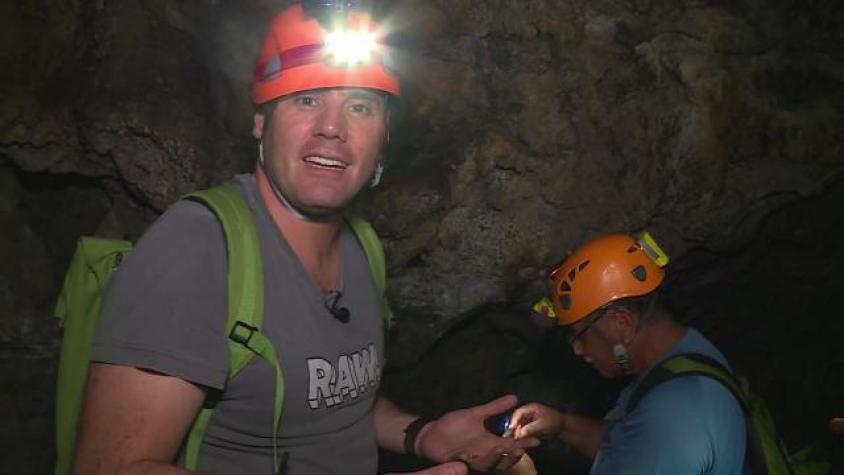 Pancho exploró las maravillosas cuevas subterráneas de la isla 