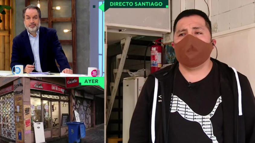 Desesperación de locatario tras robo a su fuente de soda en Santiago Centro