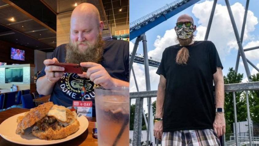Hombre bajó más de 85 kilos para subirse a una montaña rusa