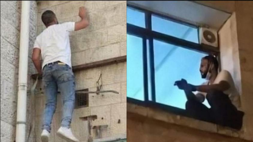 Hombre escala muralla de hospital para despedirse de su mamá con COVID-19