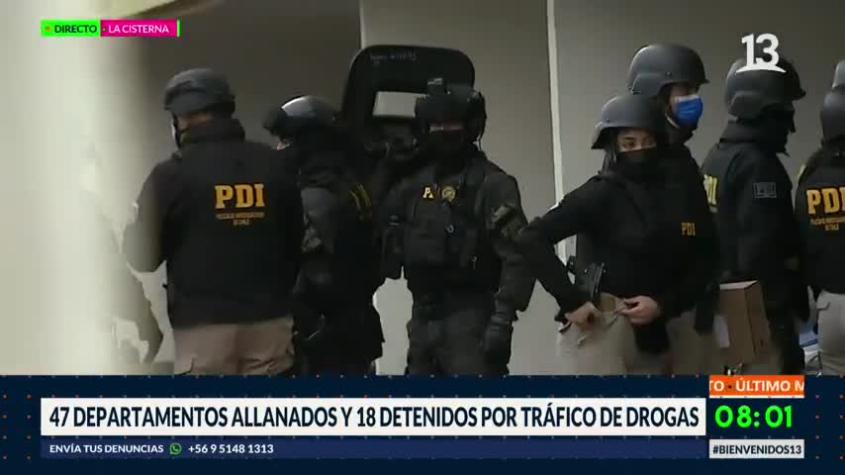Mega operativo en La Cisterna por tráfico de drogas: 47 departamentos fueron allanados