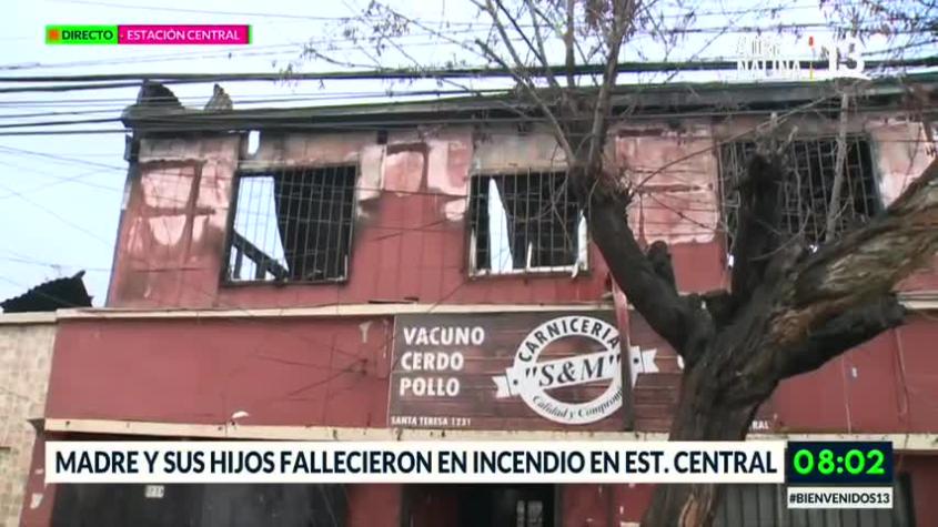 Madre y sus dos hijos fallecieron en un incendio en Estación Central