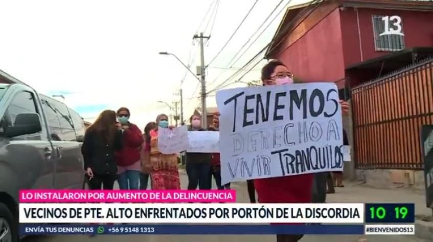 Vecinos de Puente Alto enfrentados por instalación de portón