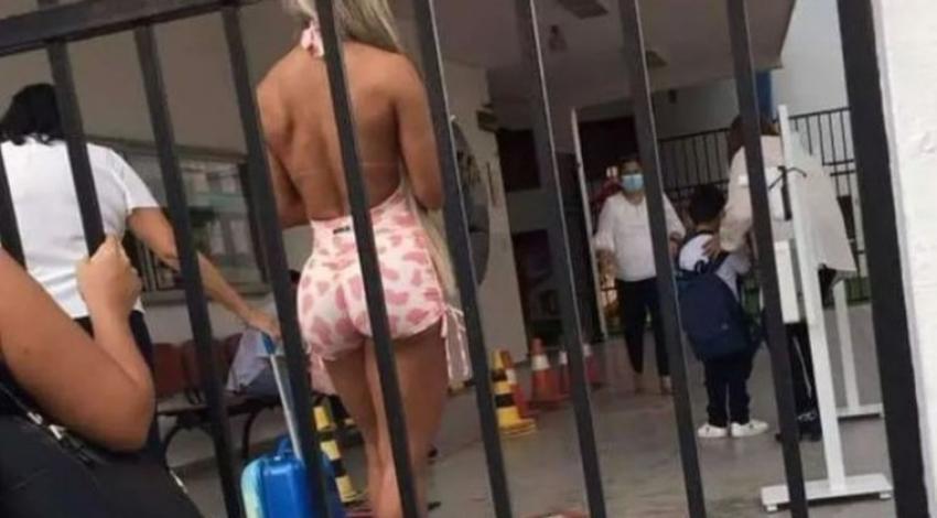 Mamá "fit" causa escándalo en Bolivia por su vestimenta en colegio 