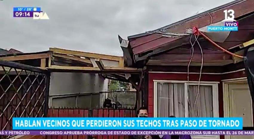 Puerto Montt: Tornado arrasó con techo de decenas de casas