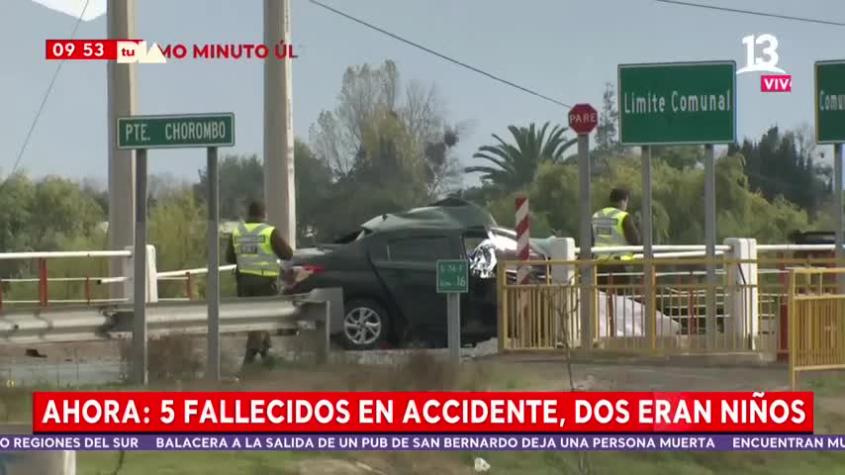 Grave accidente automovilístico en María Pinto dejó cinco personas fallecidas, dos eran niños