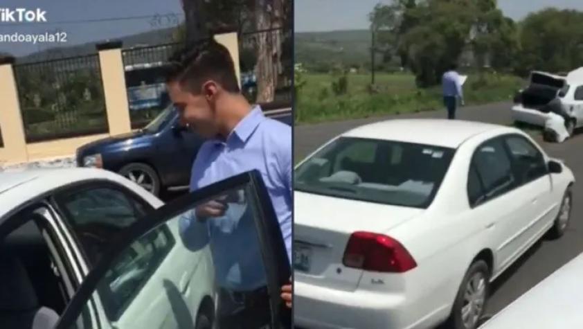 Su familia le regaló un auto, salió a dar una vuelta y a los minutos lo chocó