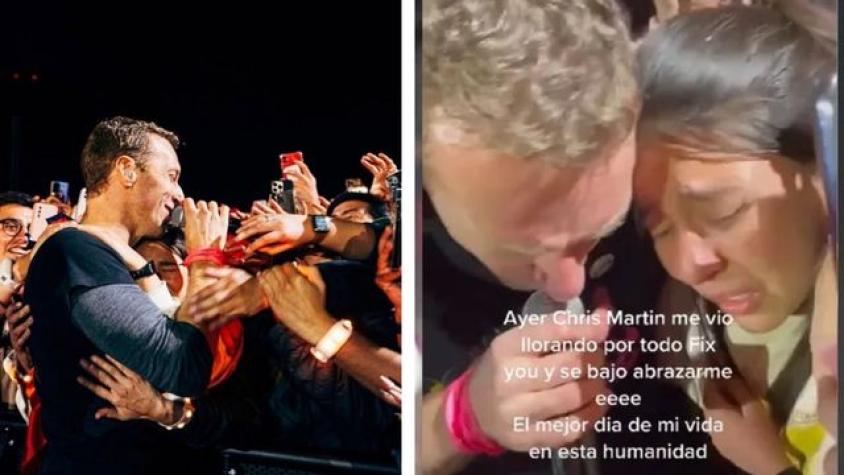 Chris Martin bajó del escenario para consolar a fan chilena mientras cantaba “Fix you”