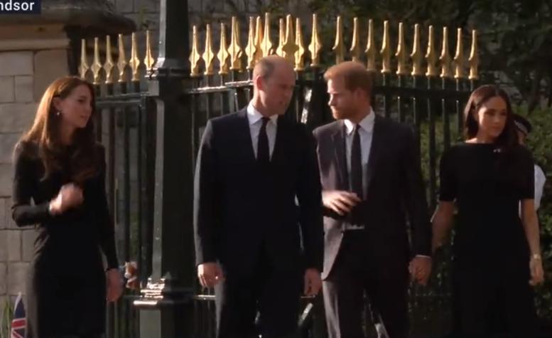 William, Kate, Harry y Meghan se unen para ir a saludar a la gente que los esperaba fuera del castillo de Windsor