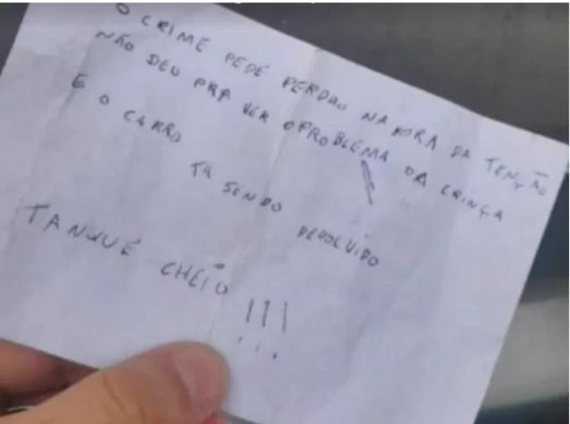 "El crimen pide perdón": Ladrón devolvió auto robado con silla especial para niño