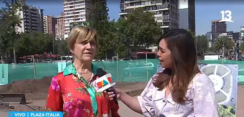 Alcaldesa Evelyn Matthei explica arreglos en Plaza Baquedano