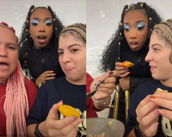 "Sopaipopos, sapaipilla...": Bailarinas de Bad Bunny probaron sopaipillas con pebre en su paso por Chile