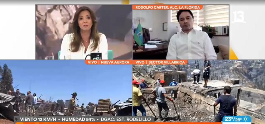 Alcalde Rodolfo Carter compromete ayuda a damnificados tras incendio en Viña del Mar