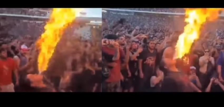 Captan a fans lanzando fuego por la boca en concierto de Pantera en Chile