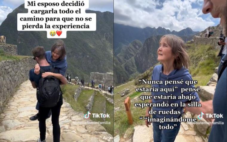 Hermoso gesto: Joven cargó a su madre no vidente hasta la cima del Machu Picchu
