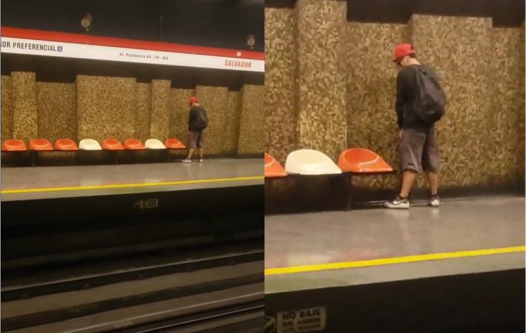 A vista de todos: Captan a pasajero del Metro orinando en estación Salvador 