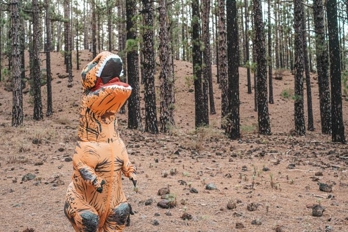 Hombre robó servicentro con hilarante disfraz de dinosaurio