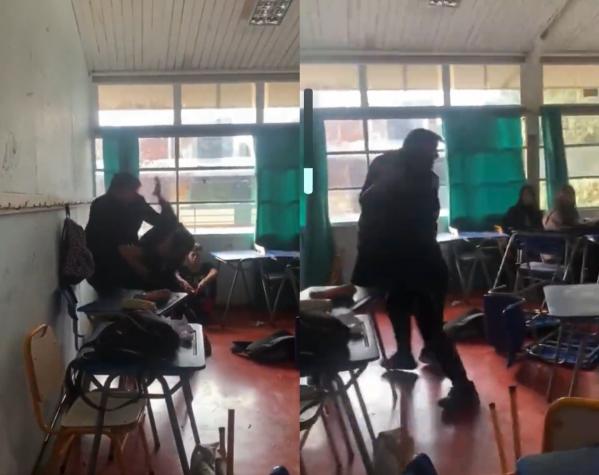 "No le peguís al profe": Indignación por video de alumno golpeando a docente en colegio de Buin