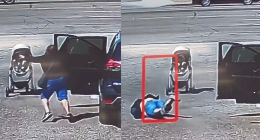 Mujer pierde el control del coche y bebé casi muere atropellado