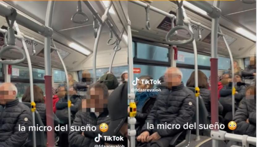 "La ruta del sueño": Captan a pasajeros durmiendo al mismo tiempo en micro de Santiago
