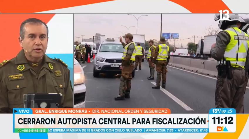 Cierran temporalmente la Autopista Central para fiscalización vehicular