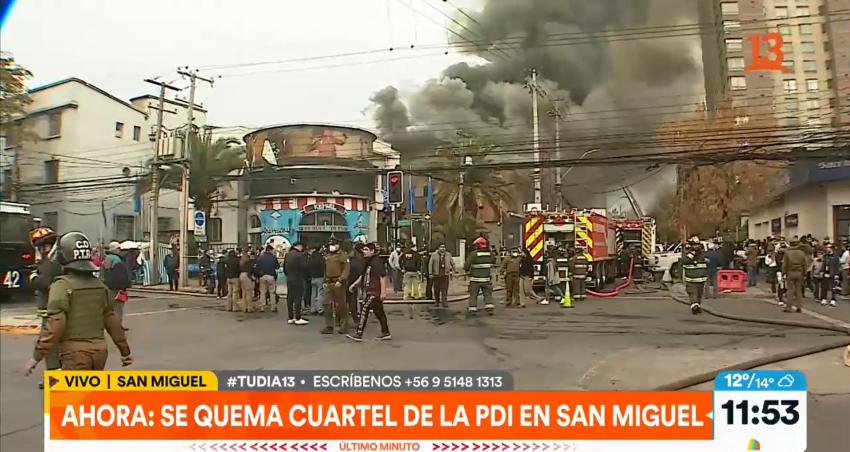 Incendio está afectando a cuartel de la PDI en San Miguel 