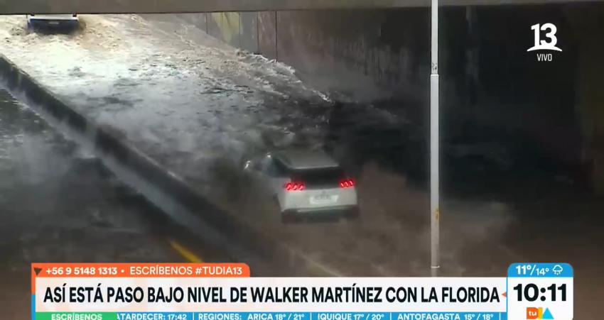 Atención a los desvíos: Cierran paso nivel de Walker Martínez con Avda. La Florida por inundación