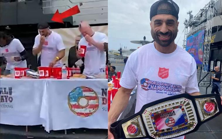Homero estaría orgulloso: Hombre comió 59 donas y media para lograr un nuevo récord mundial